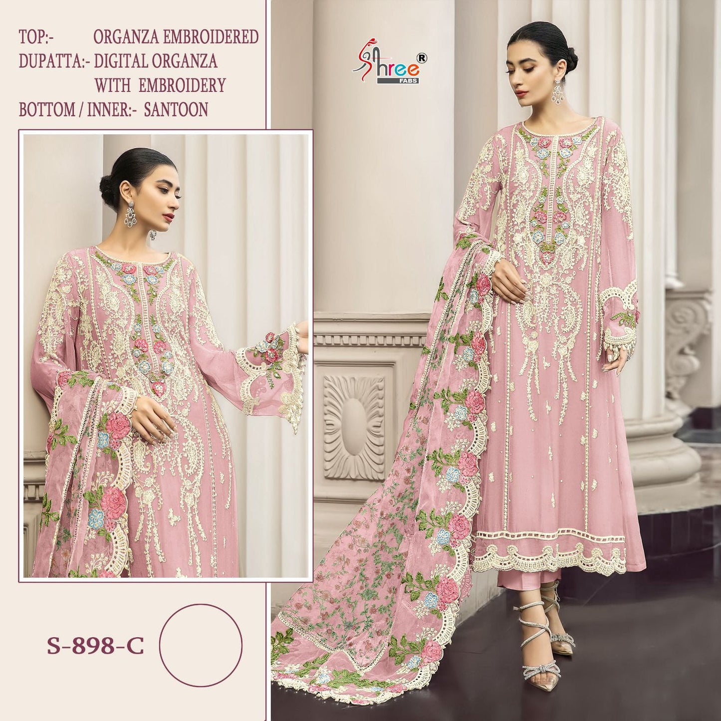898-C Shree Fabs Organza Pakistani Salwar Suits