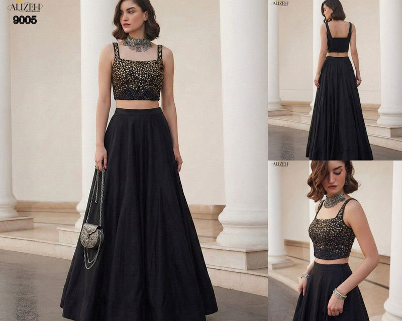 9005 Alizeh Soft Silk Croptop Skirt Set