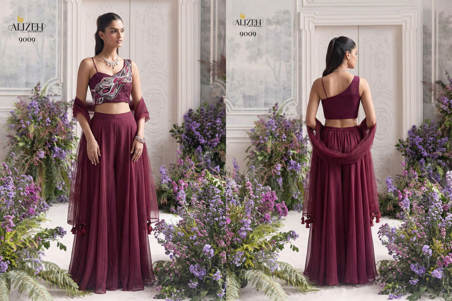 9009 Alizeh Georgette Crop Top Plazzo Set