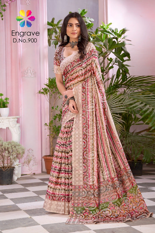 900 Engrave Jivora Print Sarees