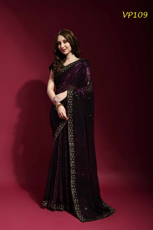 109 Pyramid Fashion Berry Sarees