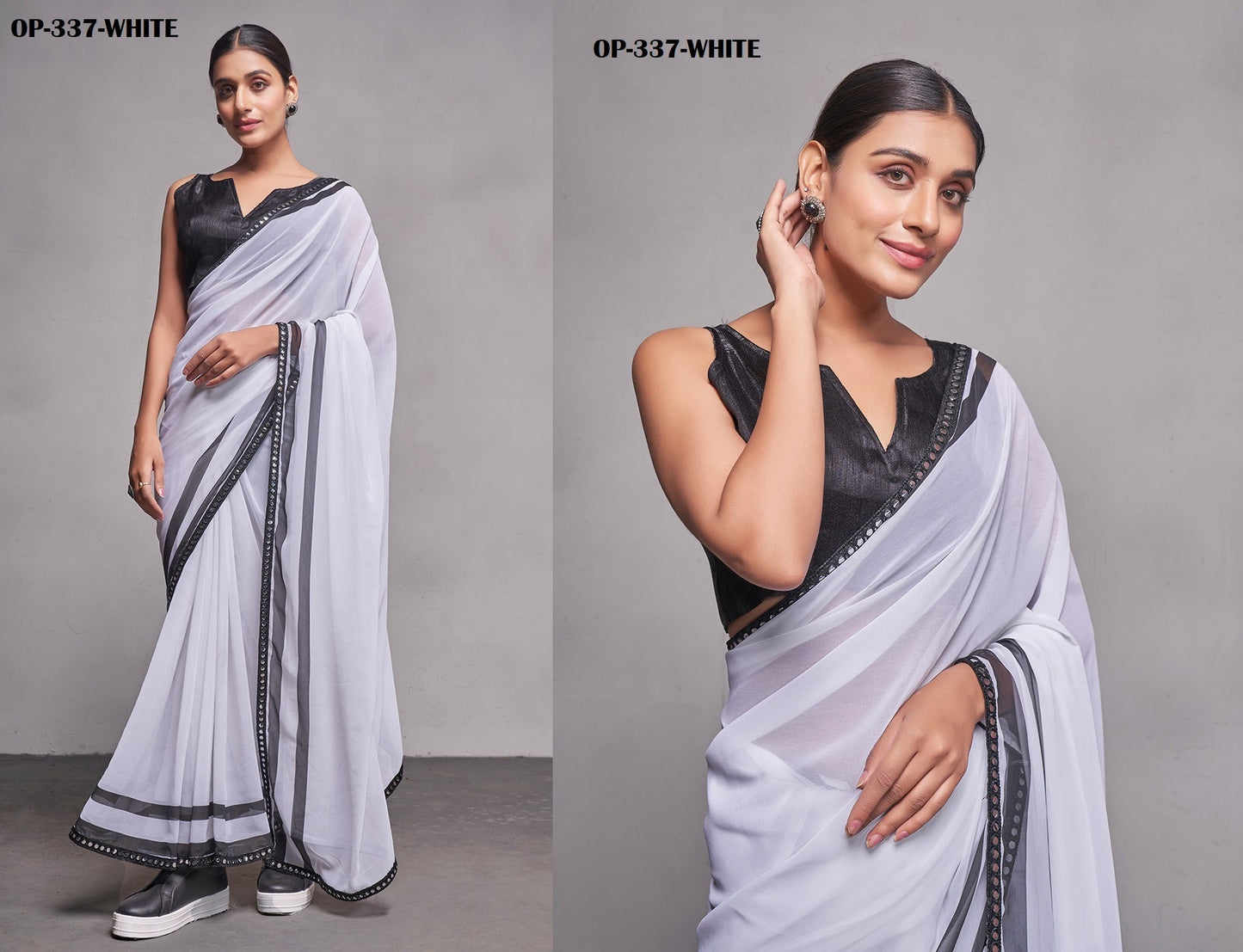 337 White Laxminam Sarees