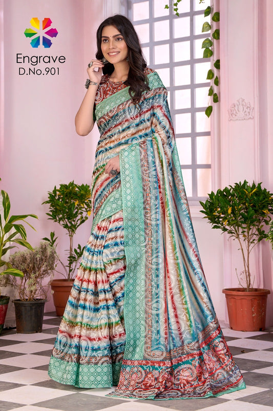 901 Engrave Jivora Print Sarees