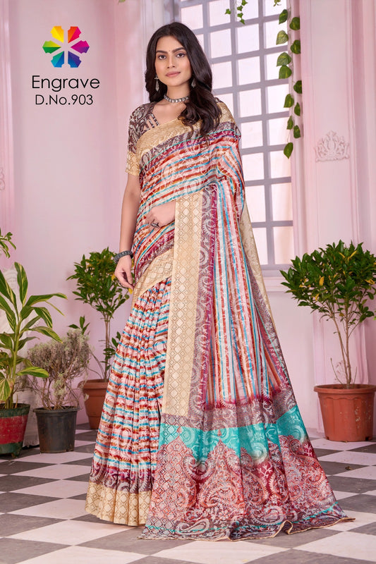903 Engrave Jivora Print Sarees