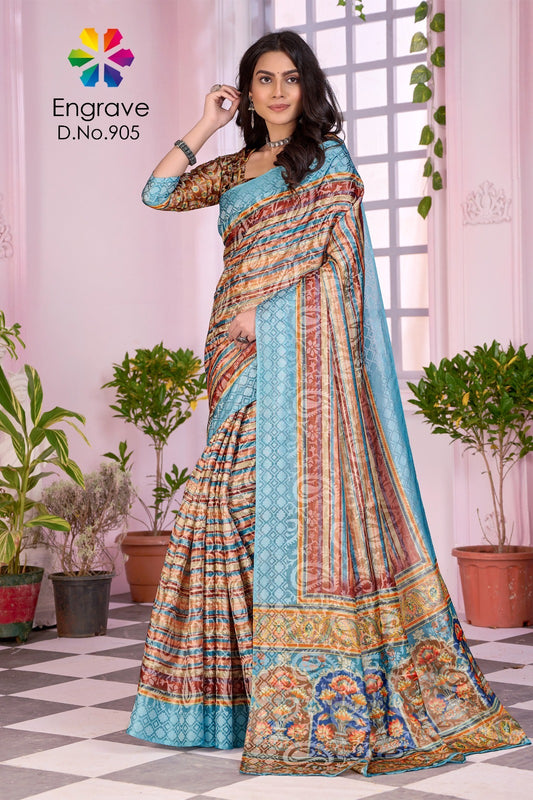 905 Engrave Jivora Print Sarees