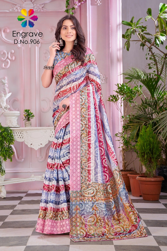 906 Engrave Jivora Print Sarees