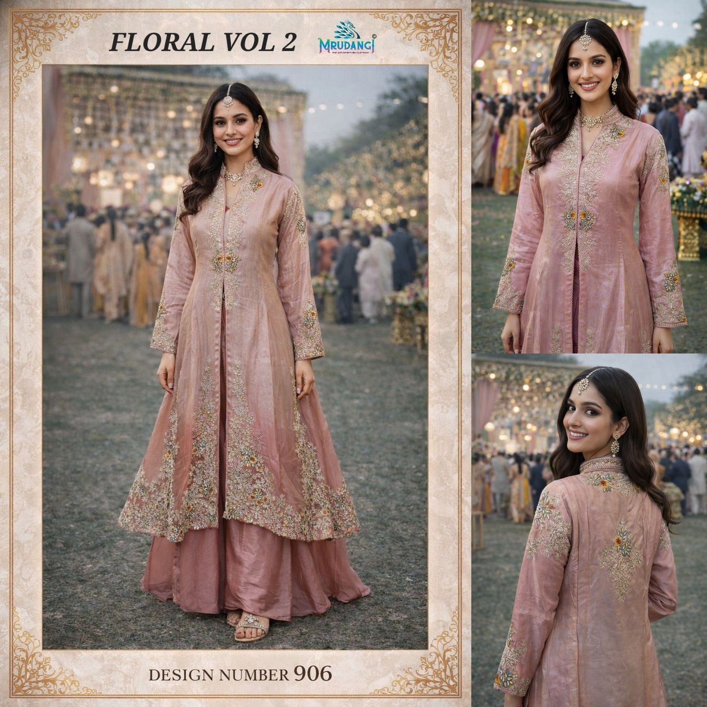 906 Floral Vol 2 Mrudangi Organza Silk Indowestern Pair