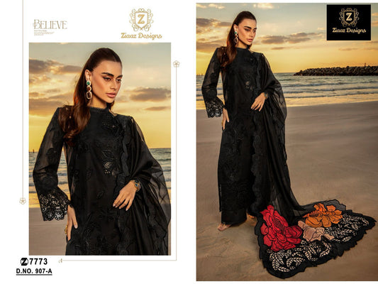 907-A Ziaaz Designs Embroidered Pakistani Salwar Suits