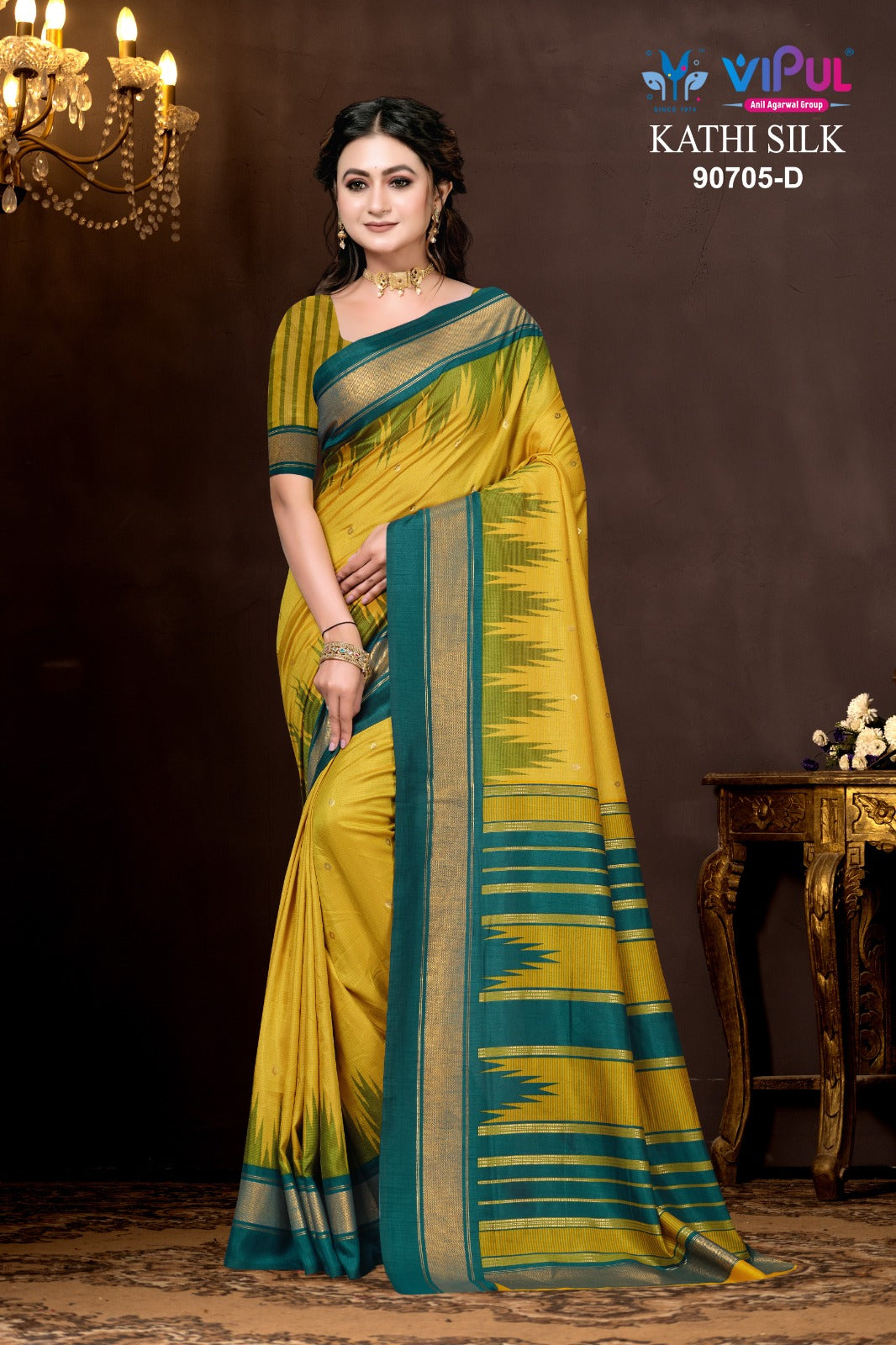 90705-D Kathi Vipul Soft Silk Sarees