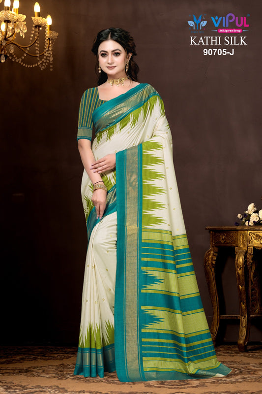 90705-J Kathi Vipul Soft Silk Sarees