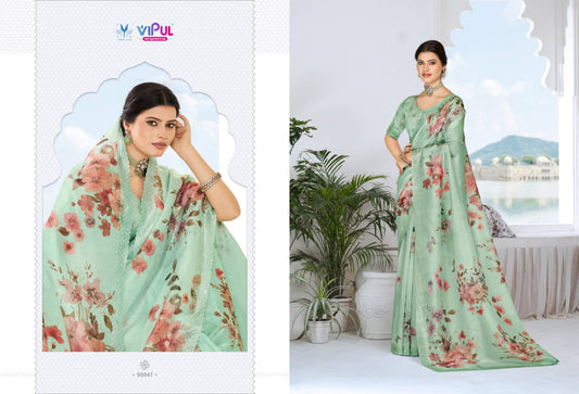 90947 Jhanki Vipul Organza Crush Sarees