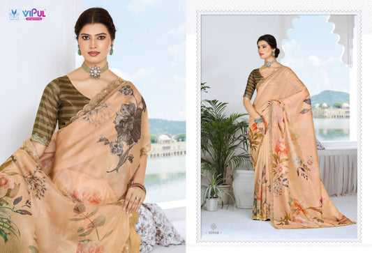 90948 Jhanki Vipul Organza Crush Sarees