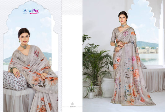 90950 Jhanki Vipul Organza Crush Sarees