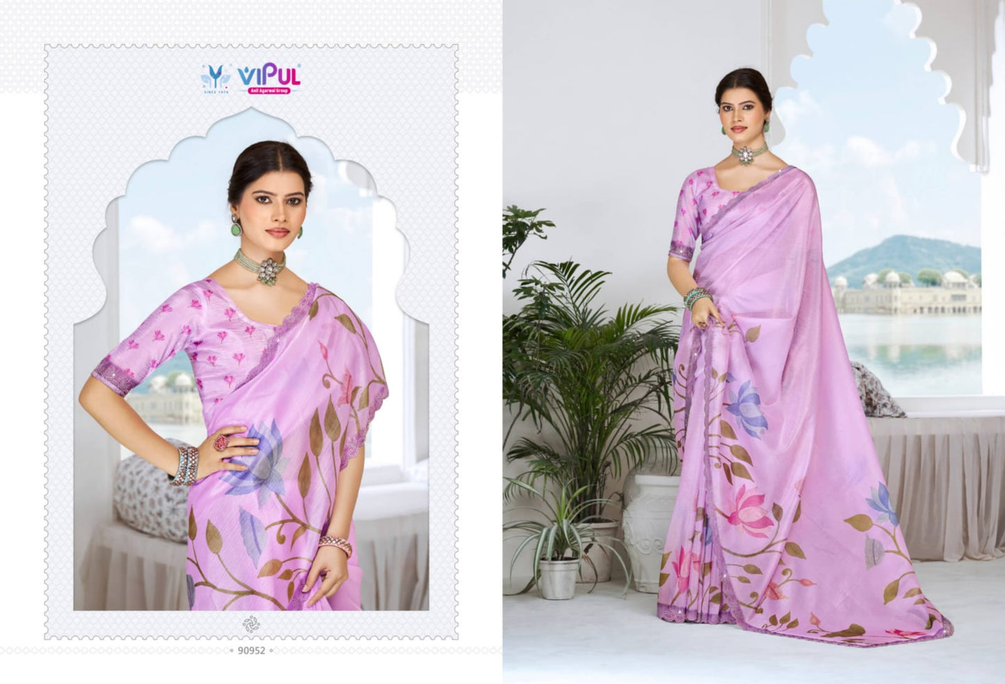 90952 Jhanki Vipul Organza Crush Sarees