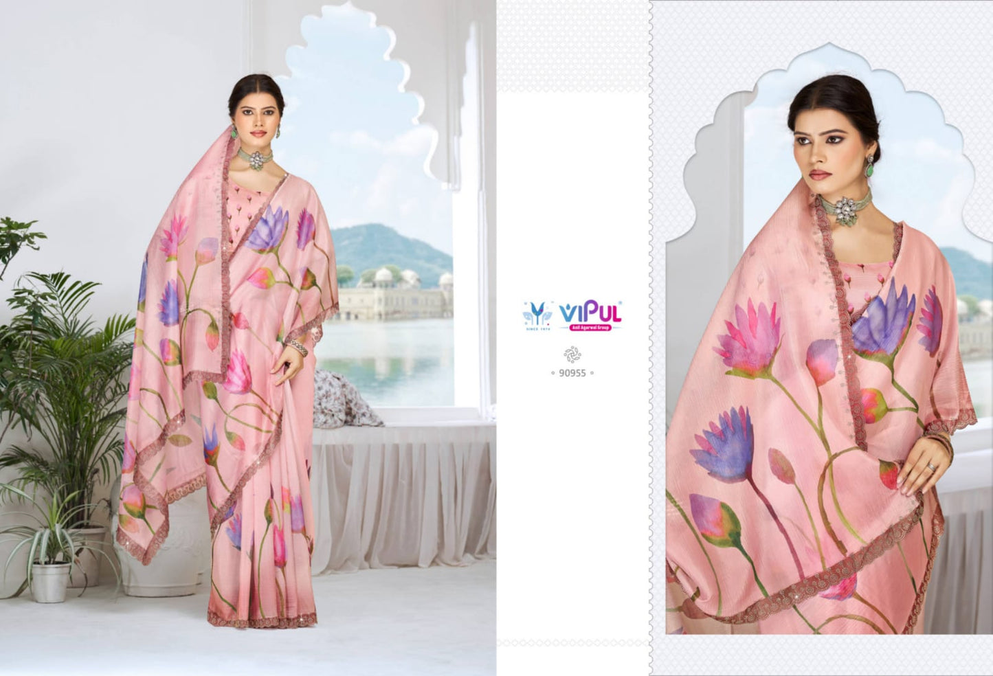 90955 Jhanki Vipul Organza Crush Sarees