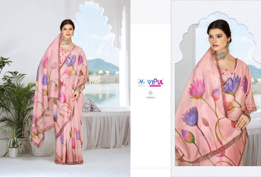 90955 Jhanki Vipul Organza Crush Sarees