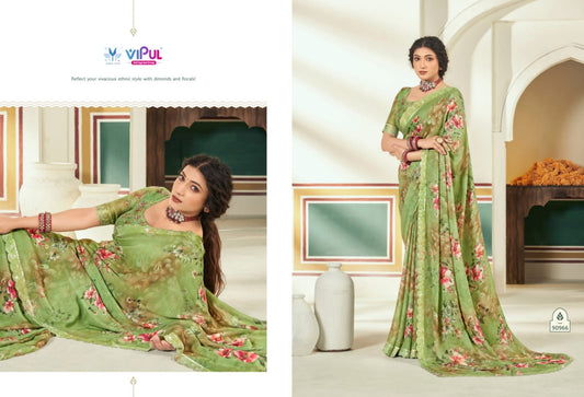 90966 Estella Vol 2 Vipul Dull Moss Sarees
