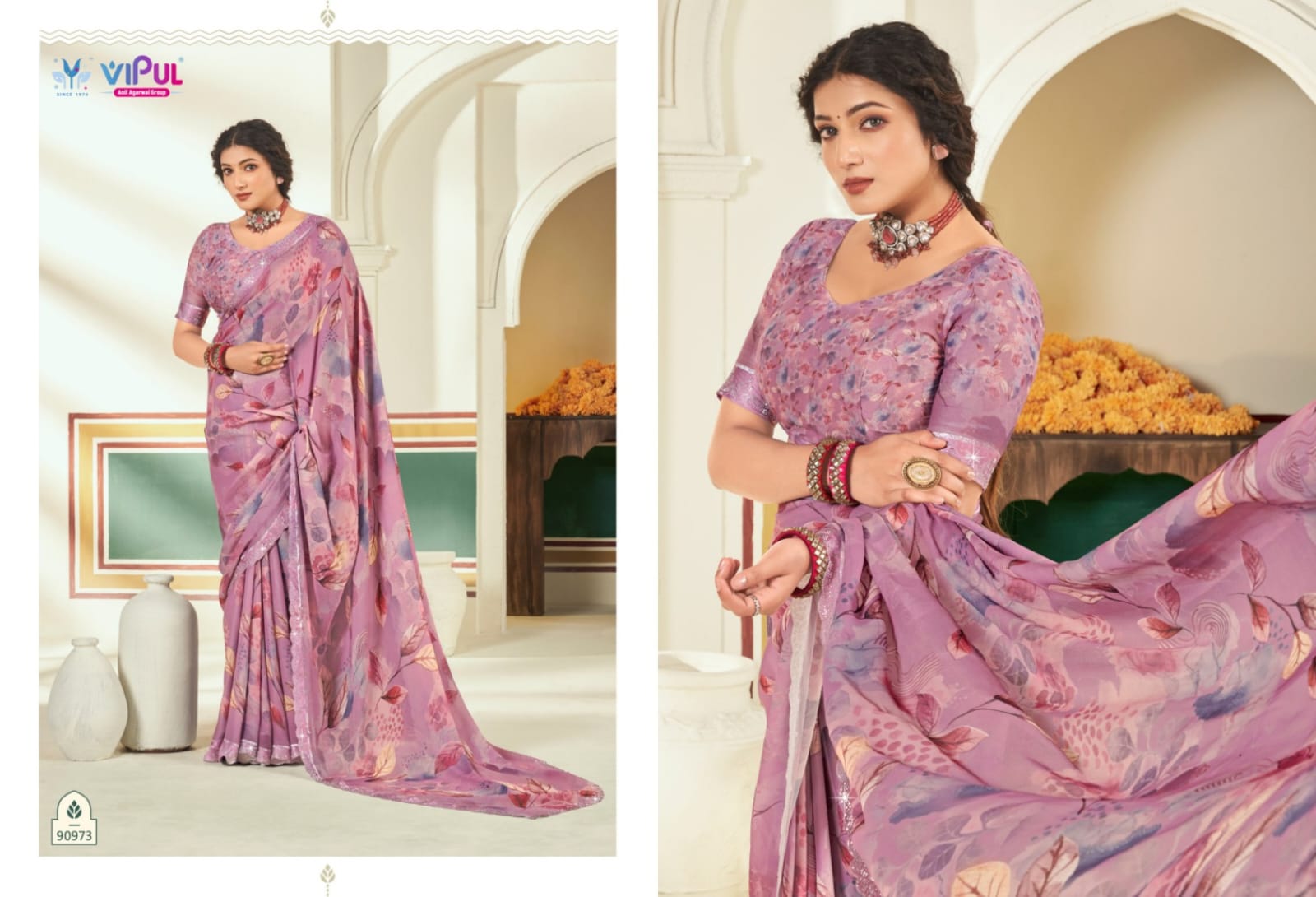 90973 Estella Vol 2 Vipul Dull Moss Sarees