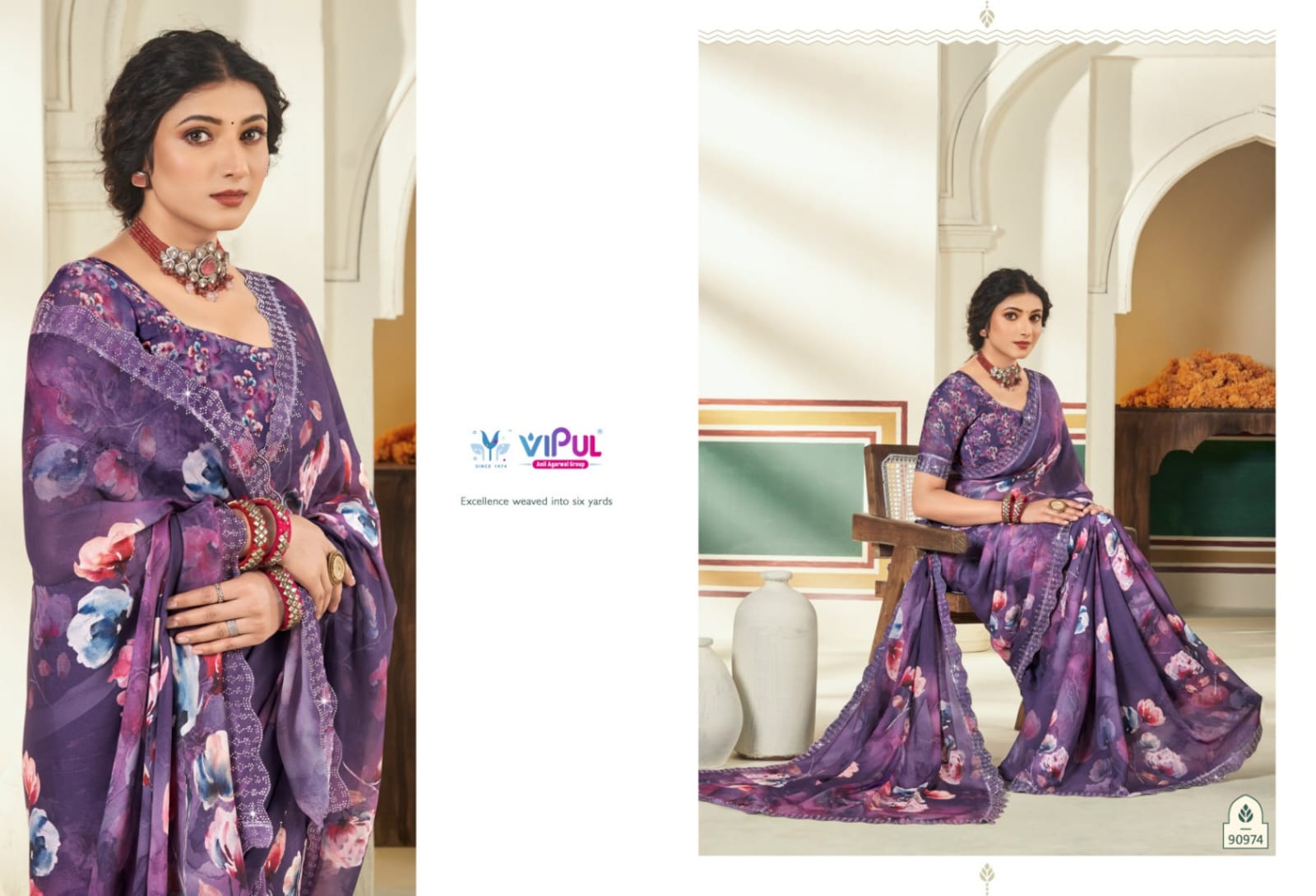 90974 Estella Vol 2 Vipul Dull Moss Sarees