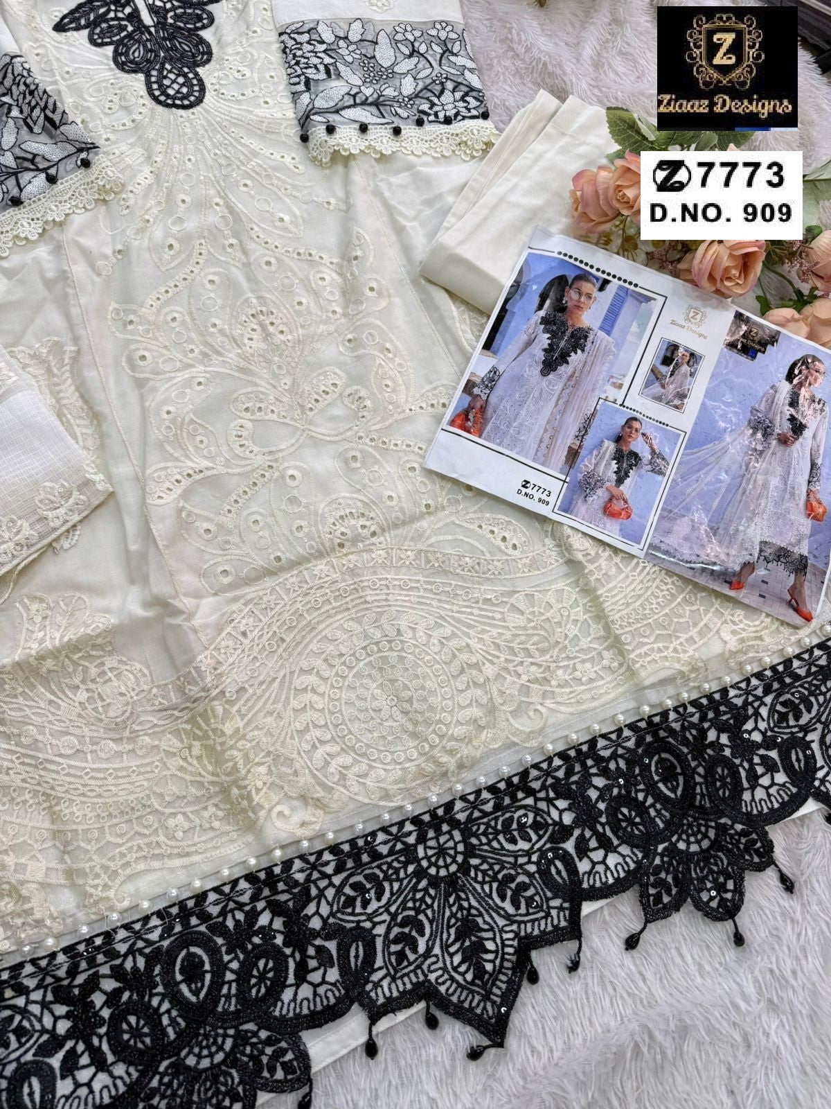 909 Ziaaz Designs Cambric Cotton Pakistani Salwar Suits