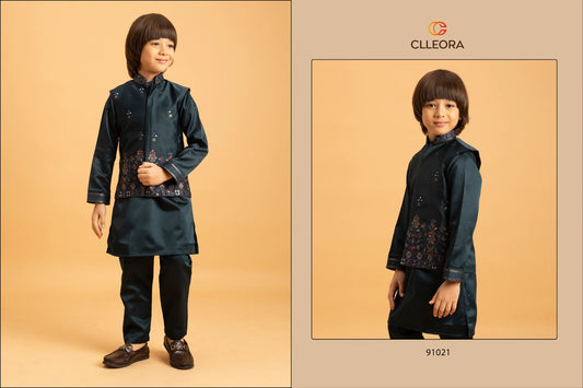 91021 Ethni Kidz Clleora With Koti Boys Kurta Pyjama