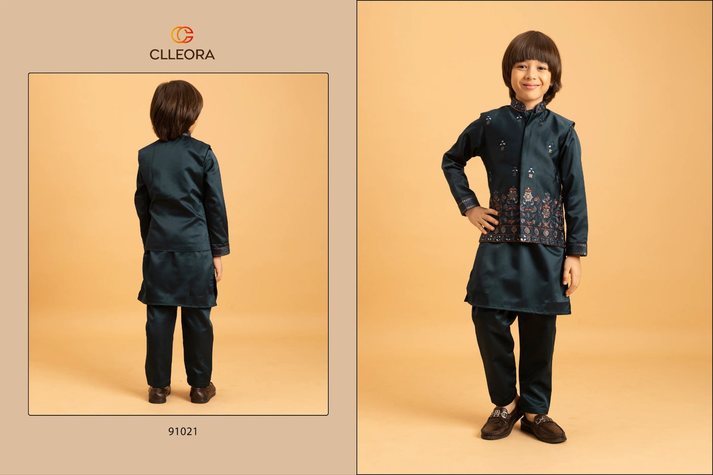 91021 Ethni Kidz Clleora With Koti Boys Kurta Pyjama