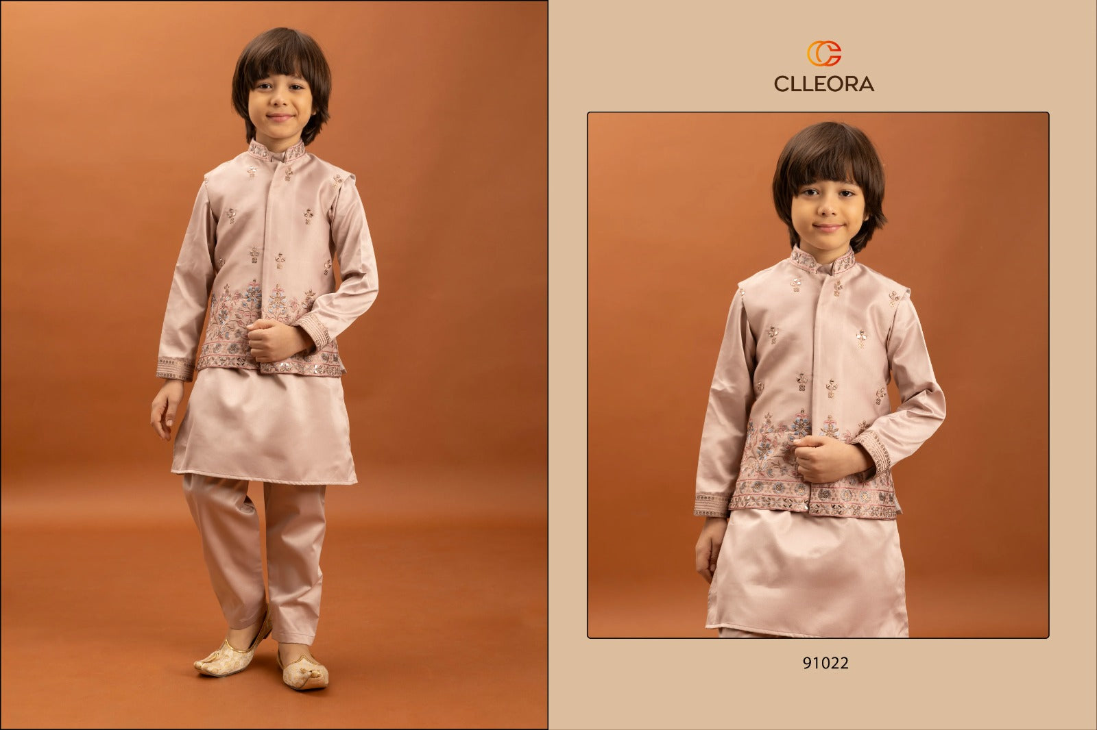 91022 Ethni Kidz Clleora With Koti Boys Kurta Pyjama