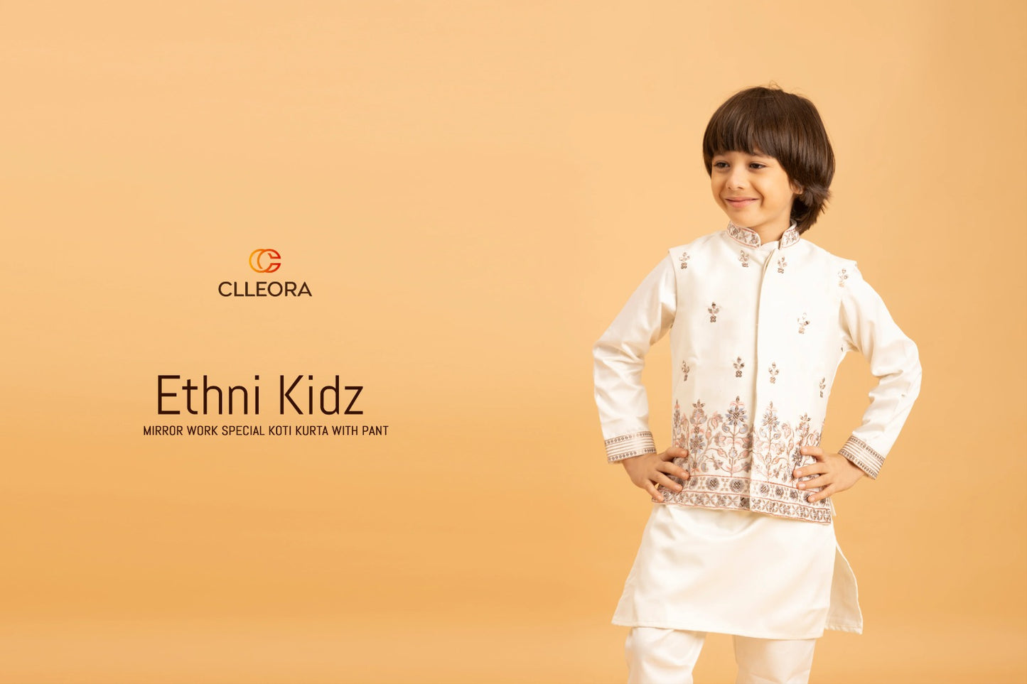91024 Ethni Kidz Clleora With Koti Boys Kurta Pyjama