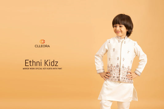 91024 Ethni Kidz Clleora With Koti Boys Kurta Pyjama