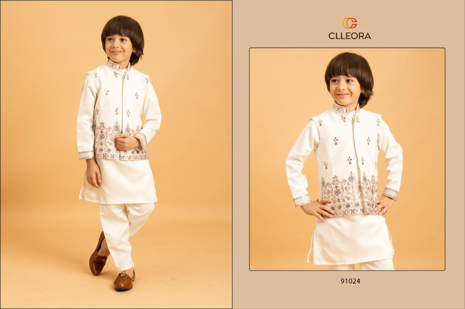 91024 Ethni Kidz Clleora With Koti Boys Kurta Pyjama