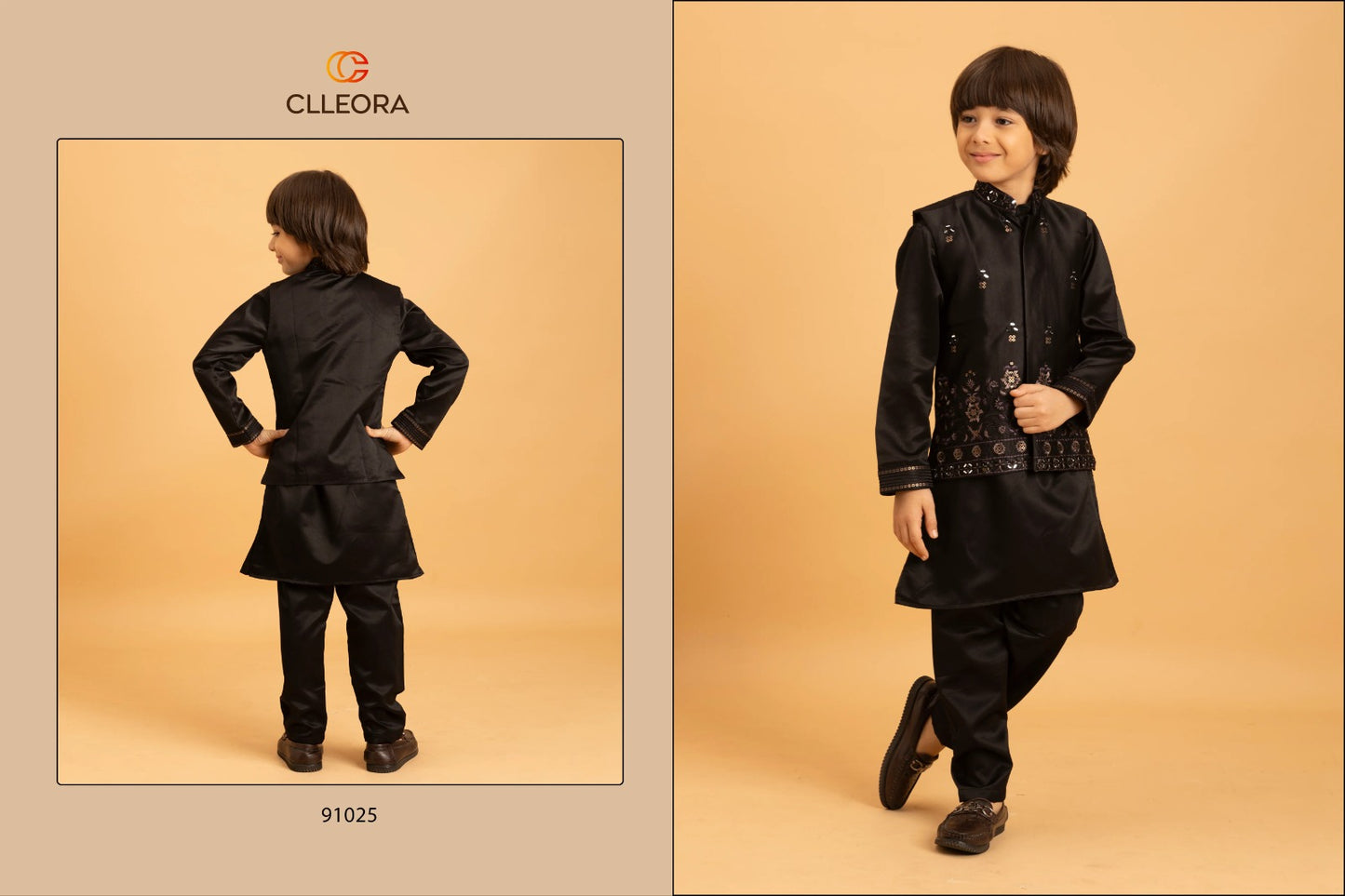 91025 Ethni Kidz Clleora With Koti Boys Kurta Pyjama