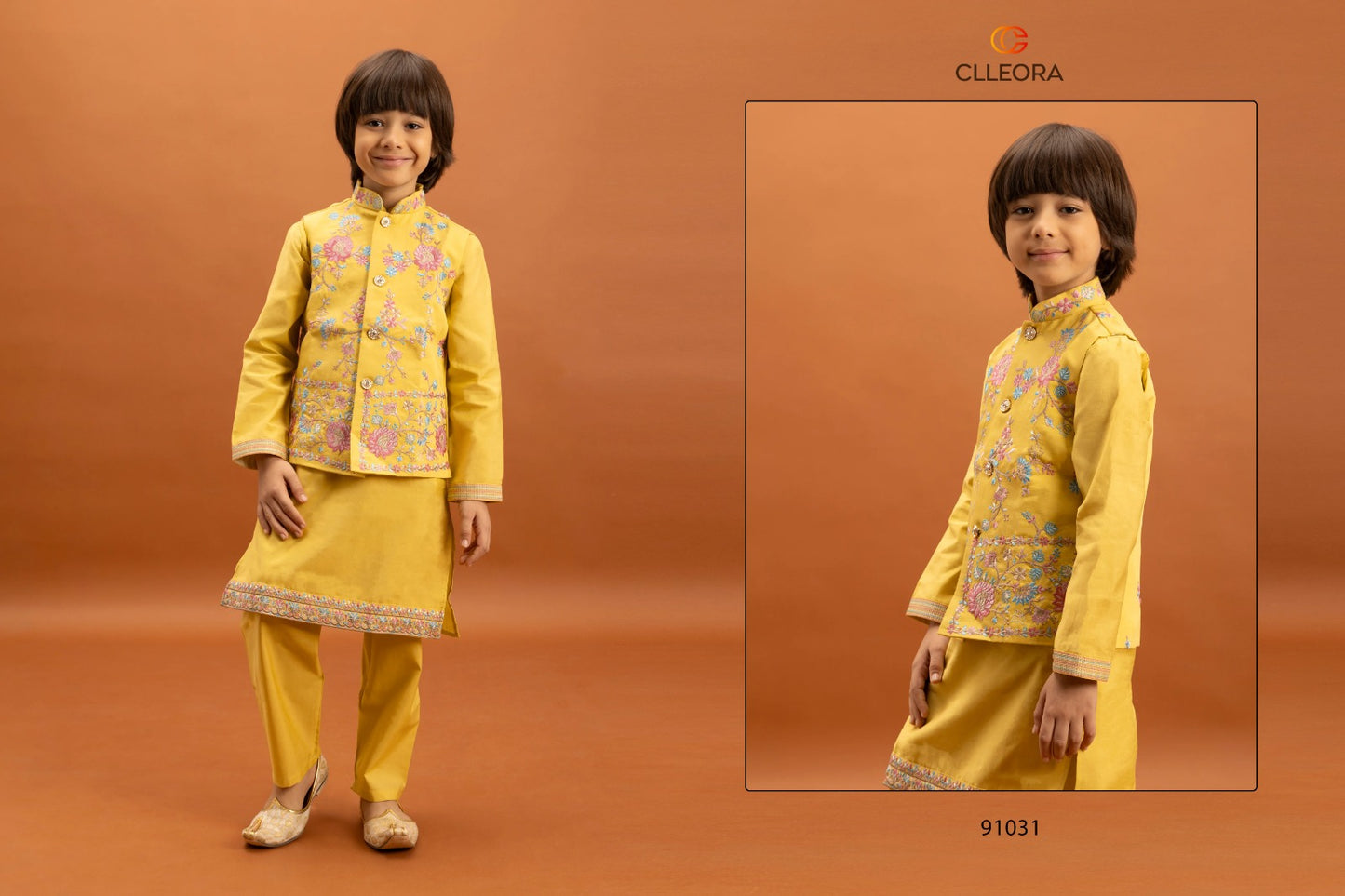 91031 Nazrana Clleora With Koti Boys Kurta Pyjama