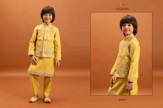 91031 Nazrana Clleora With Koti Boys Kurta Pyjama