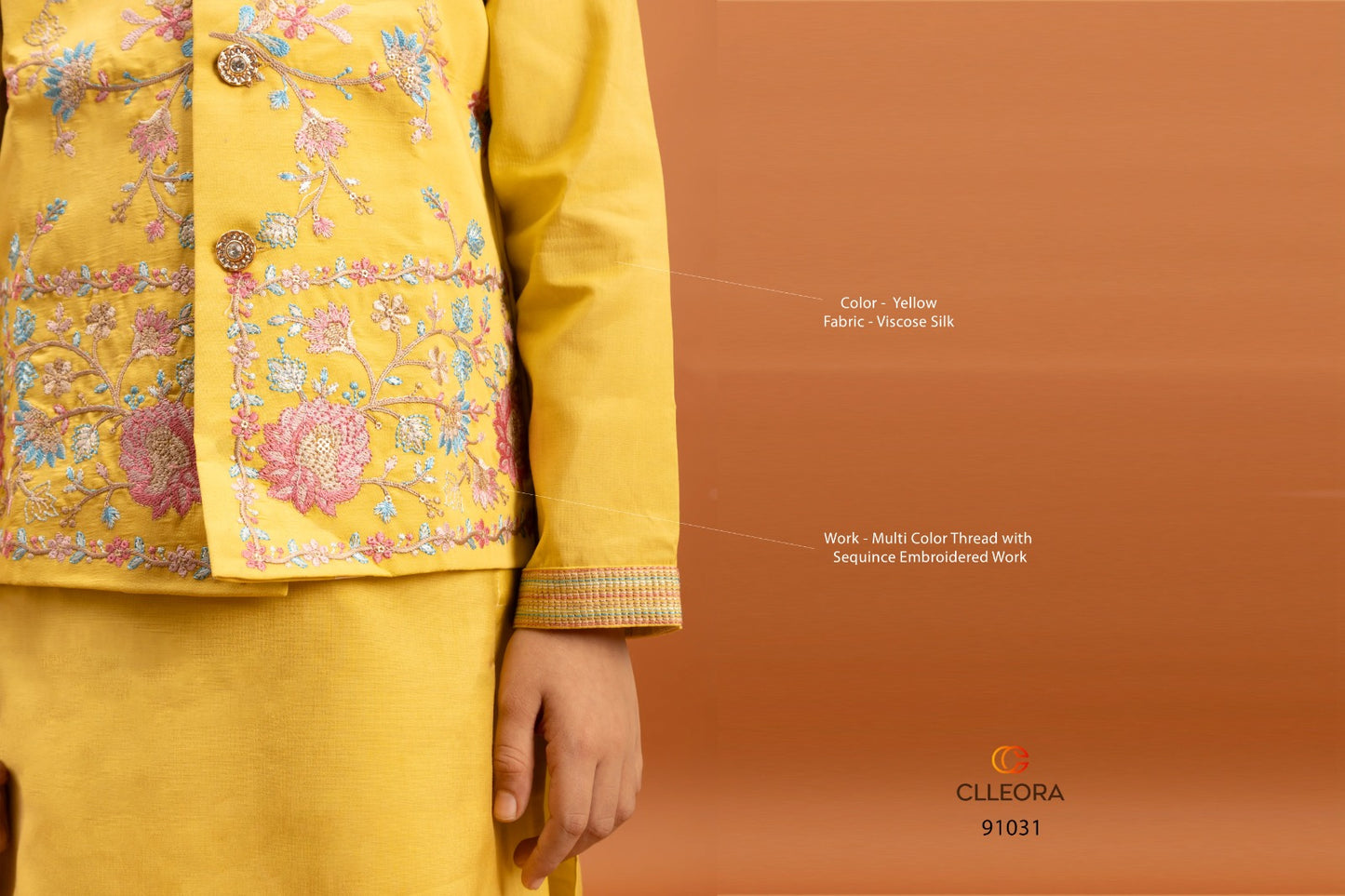 91031 Nazrana Clleora With Koti Boys Kurta Pyjama