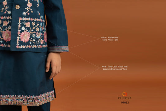 91032 Nazrana Clleora With Koti Boys Kurta Pyjama