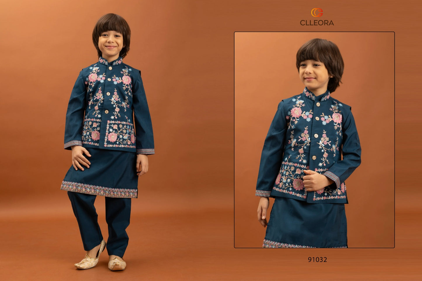 91032 Nazrana Clleora With Koti Boys Kurta Pyjama