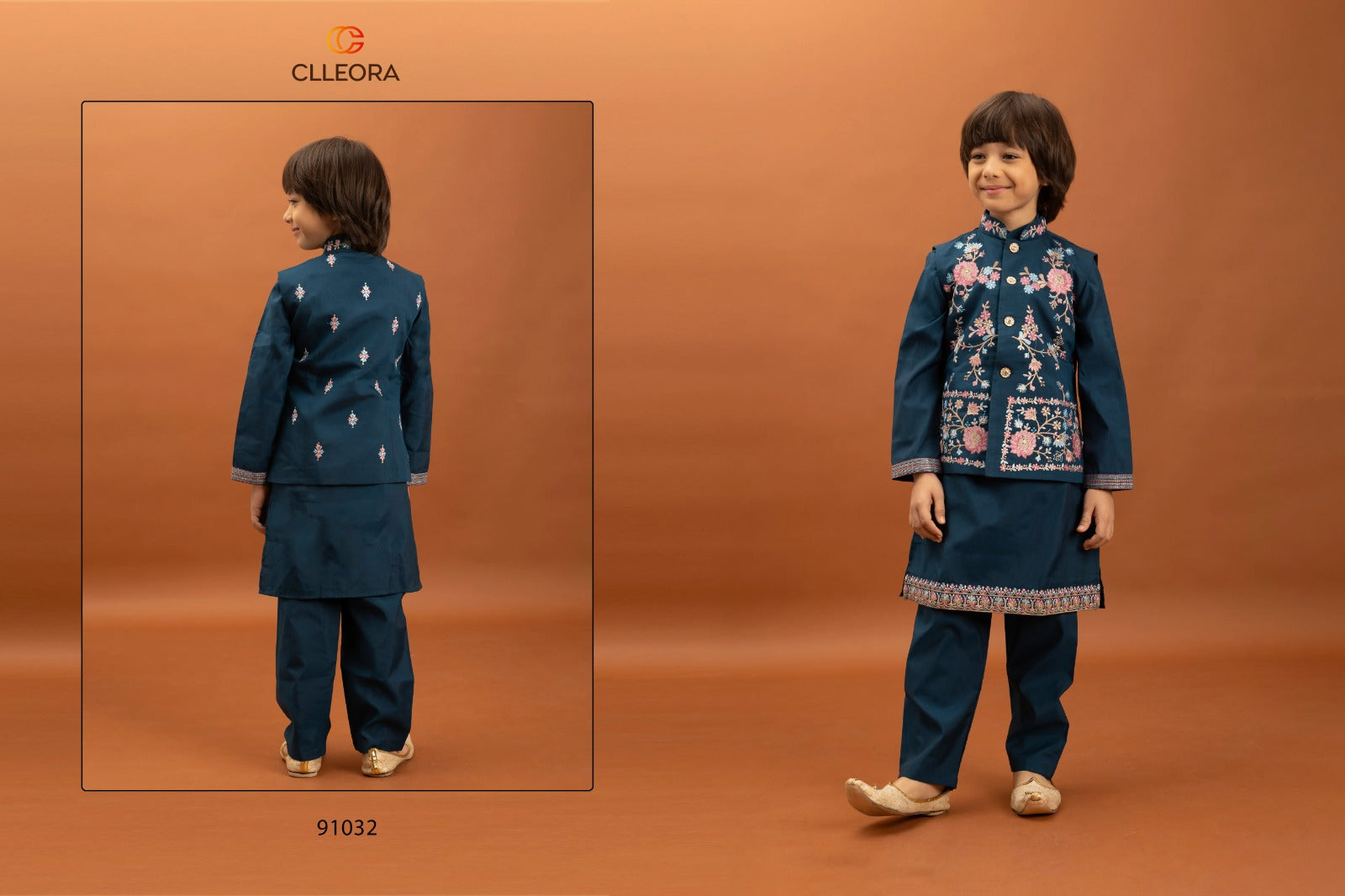 91032 Nazrana Clleora With Koti Boys Kurta Pyjama