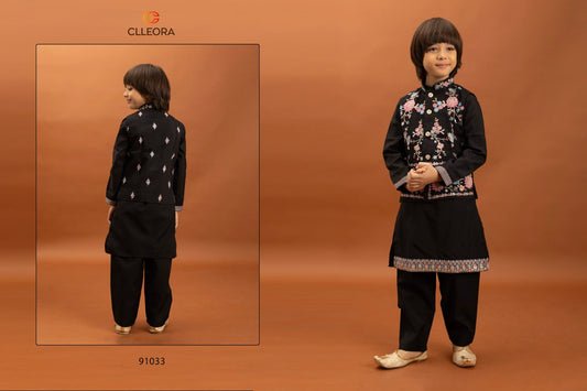 91033 Nazrana Clleora With Koti Boys Kurta Pyjama