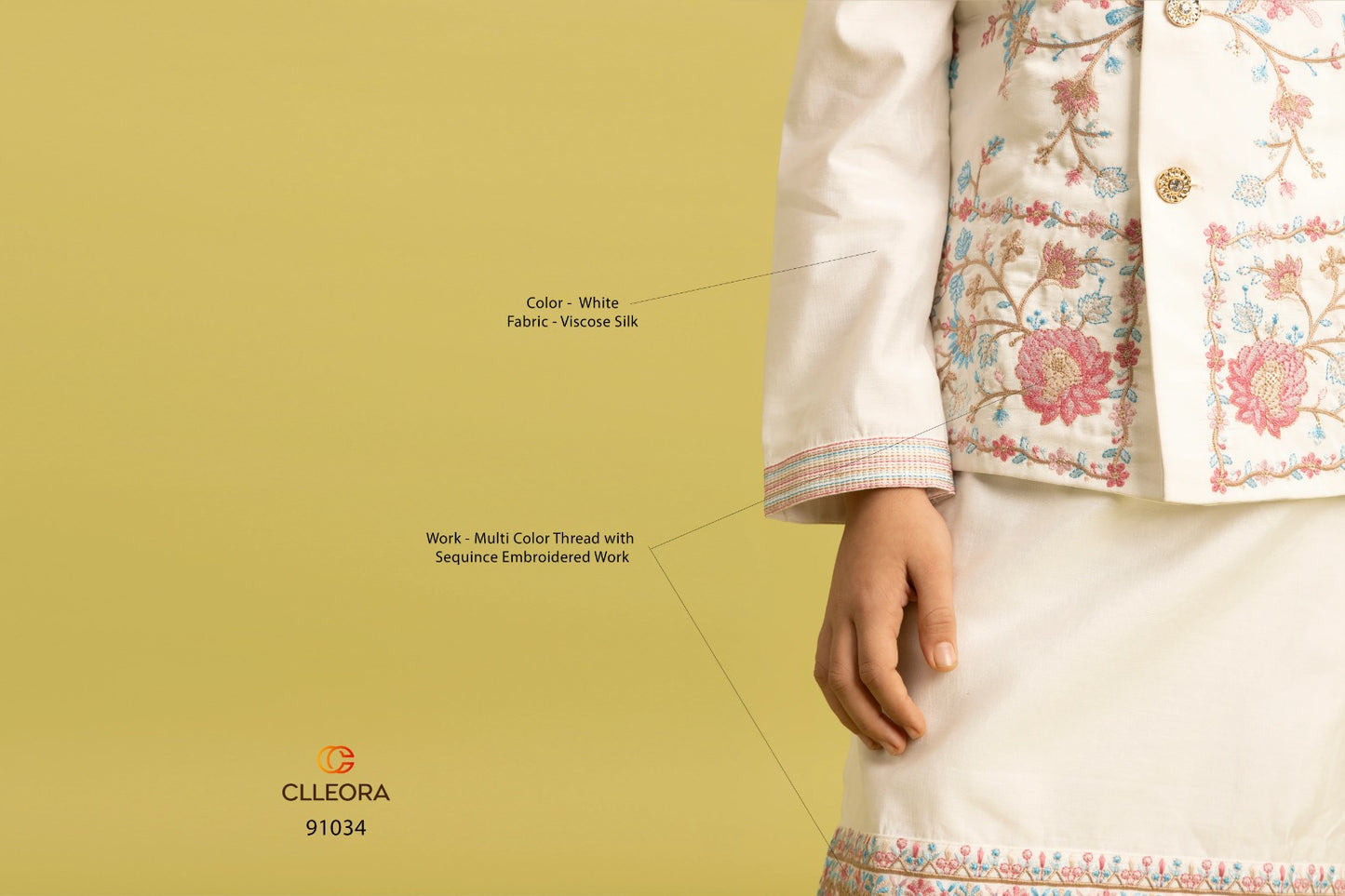 91034 Nazrana Clleora With Koti Boys Kurta Pyjama