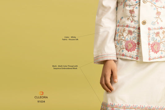 91034 Nazrana Clleora With Koti Boys Kurta Pyjama