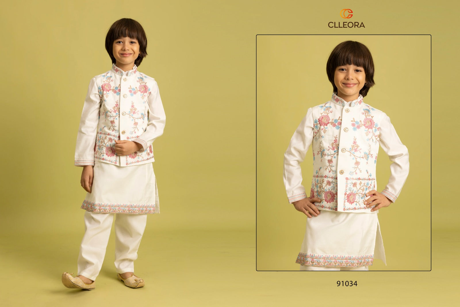 91034 Nazrana Clleora With Koti Boys Kurta Pyjama
