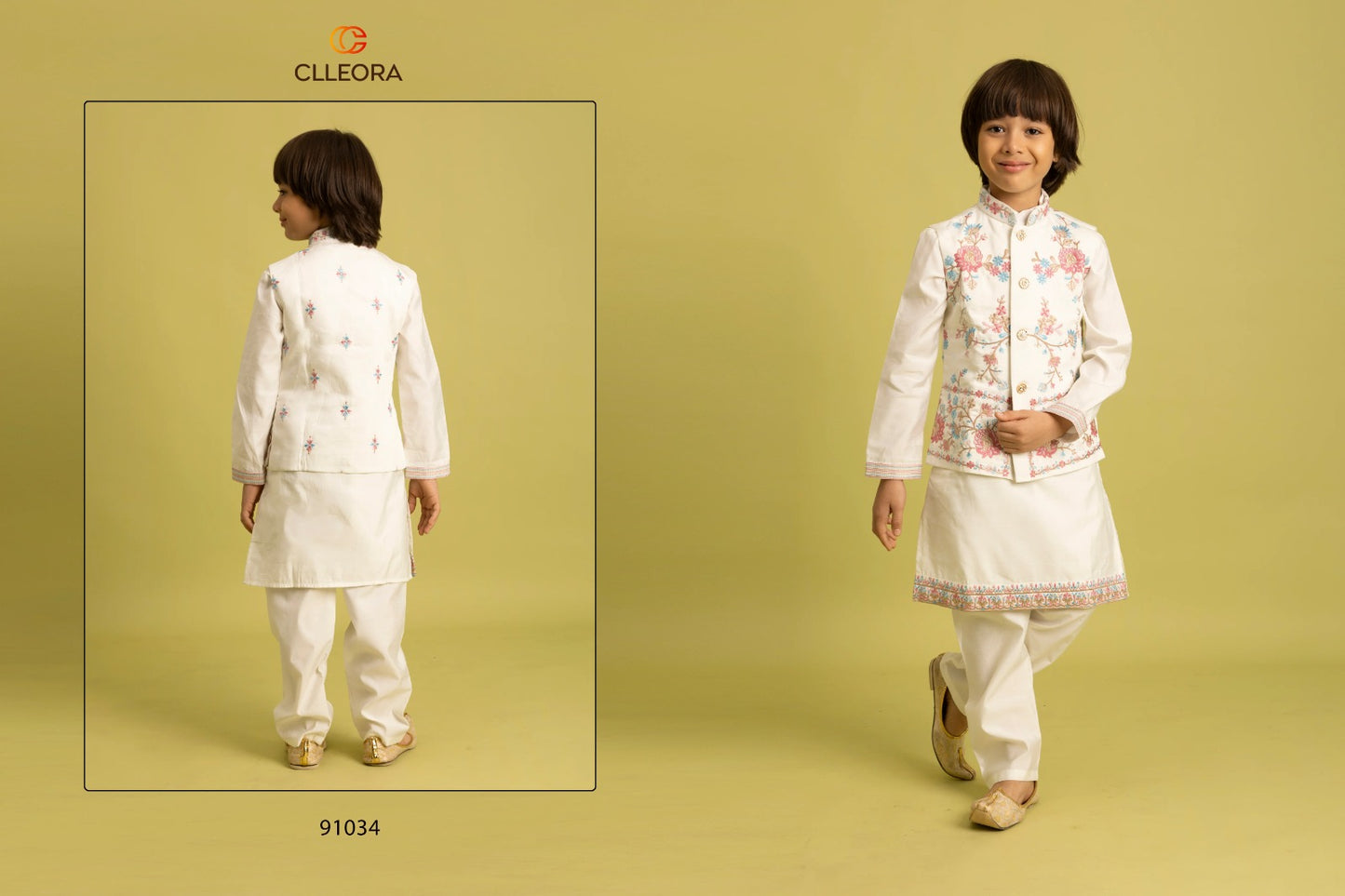91034 Nazrana Clleora With Koti Boys Kurta Pyjama