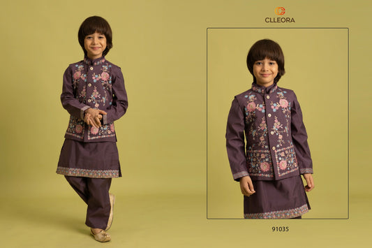91035 Nazrana Clleora With Koti Boys Kurta Pyjama