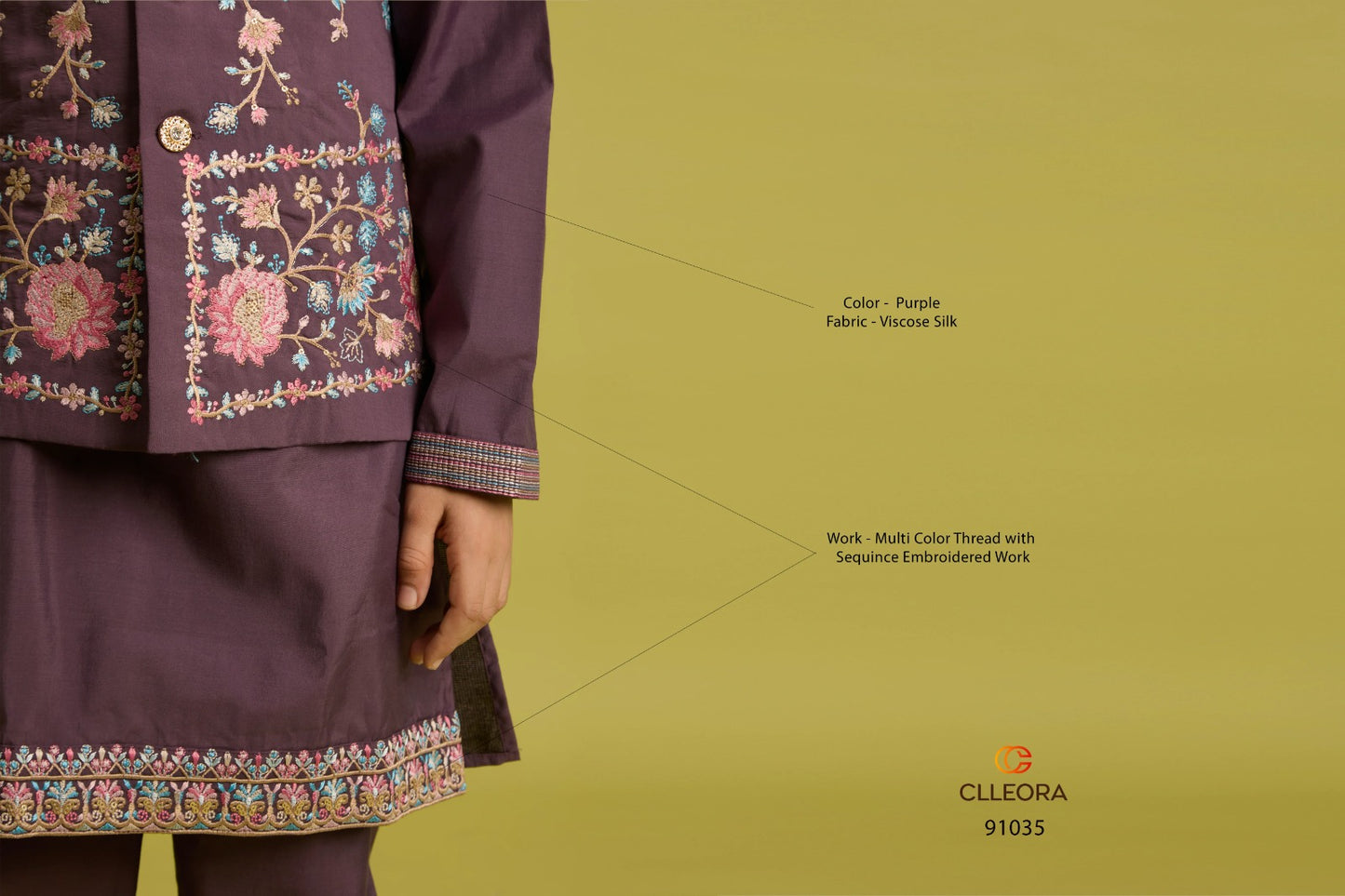 91035 Nazrana Clleora With Koti Boys Kurta Pyjama
