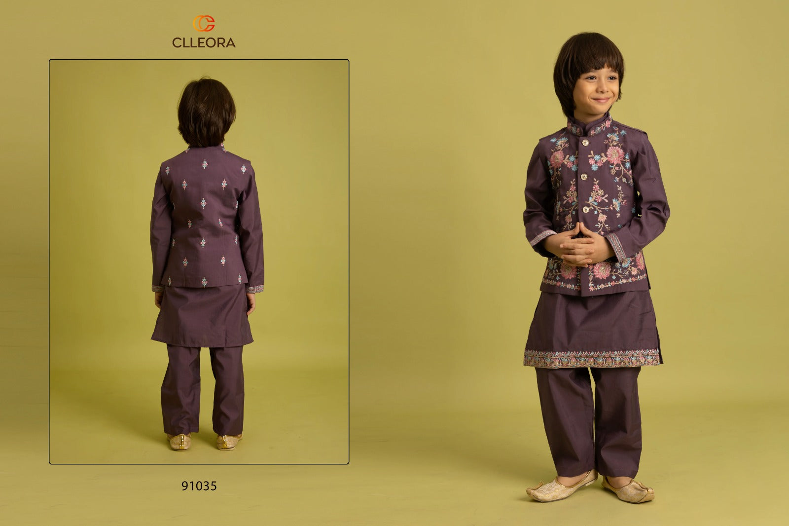 91035 Nazrana Clleora With Koti Boys Kurta Pyjama