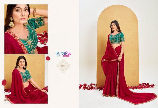 91058 Amaira Vol 5 Vipul Chiffon Sarees