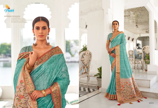 6501 Surkh Pankh Sarees