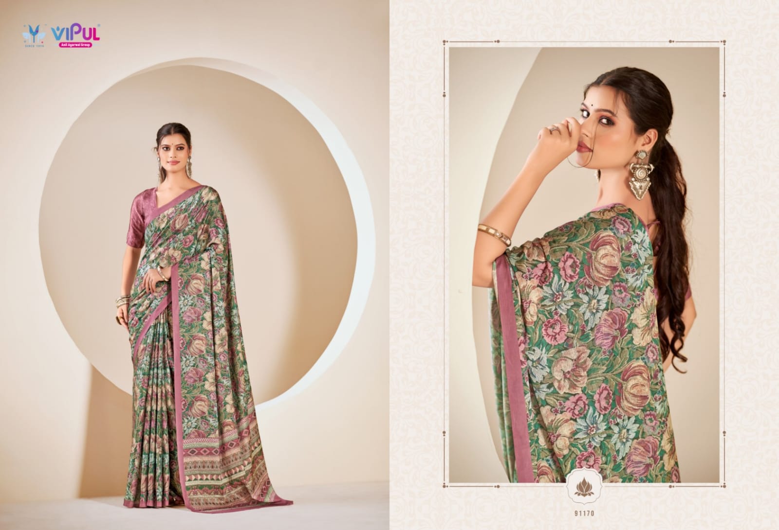 91170 Smriti Vipul Satan Silk Sarees