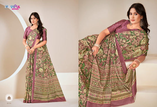 91174 Smriti Vipul Satan Silk Sarees