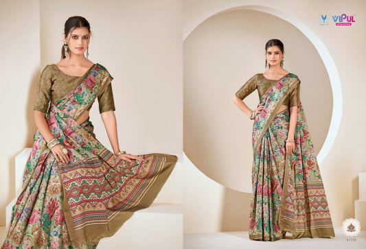 91175 Smriti Vipul Satan Silk Sarees